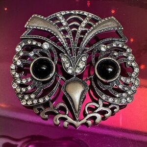 Sterling silver MMA 925 Vintage owl head museum brooch signed MAd